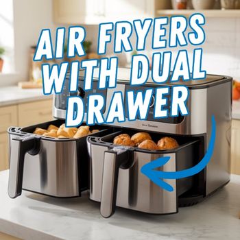 Air fryers with dual drawer